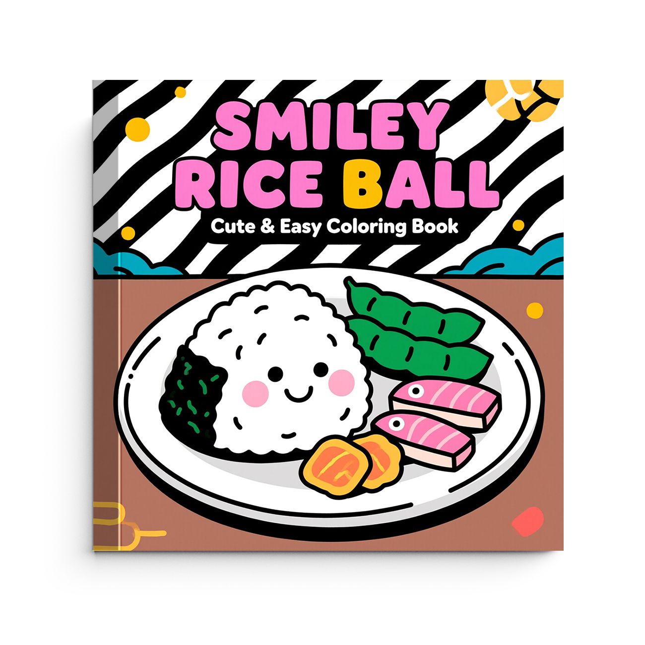 Food And Snacks Coloring Pages - كتاب تلوين كرات الأرز المبتسمة، صفحات