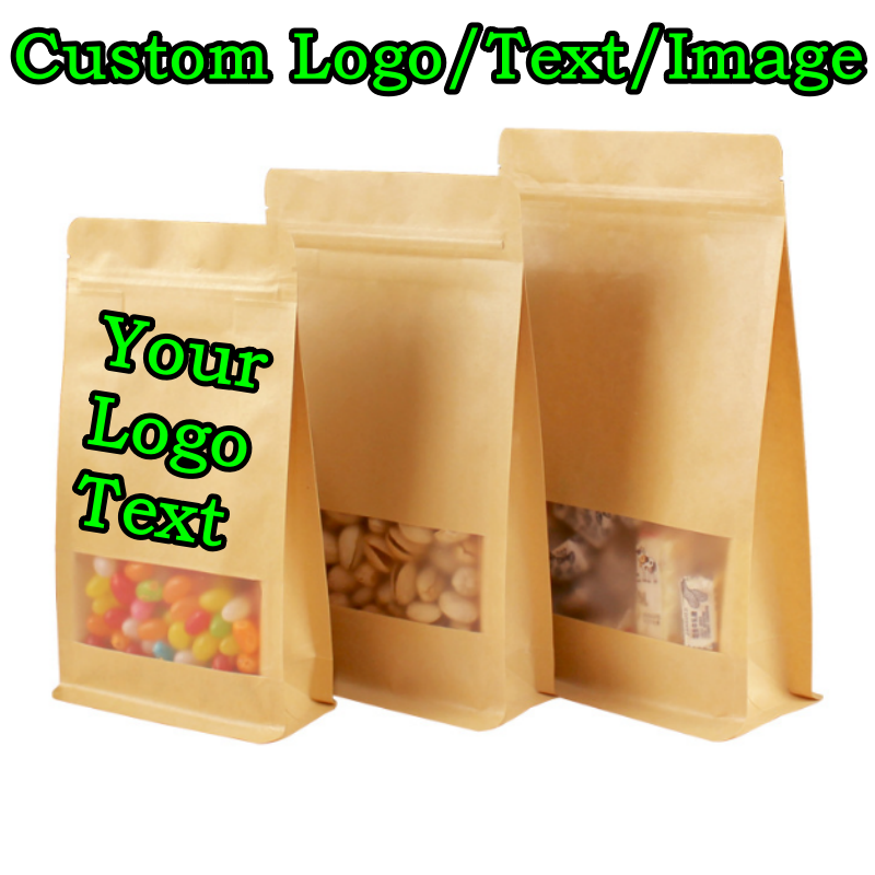 Food Snacks Logos - 50 قطعة أكياس كرافت ورقية ثلاثية