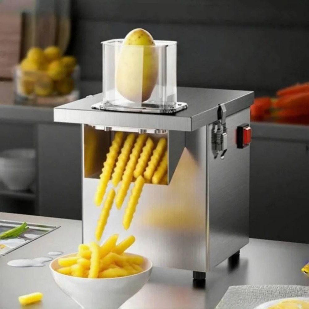 Food Snacks Restaurant - آلة تقطيع البطاطس الكهربائية بتصميم متموج