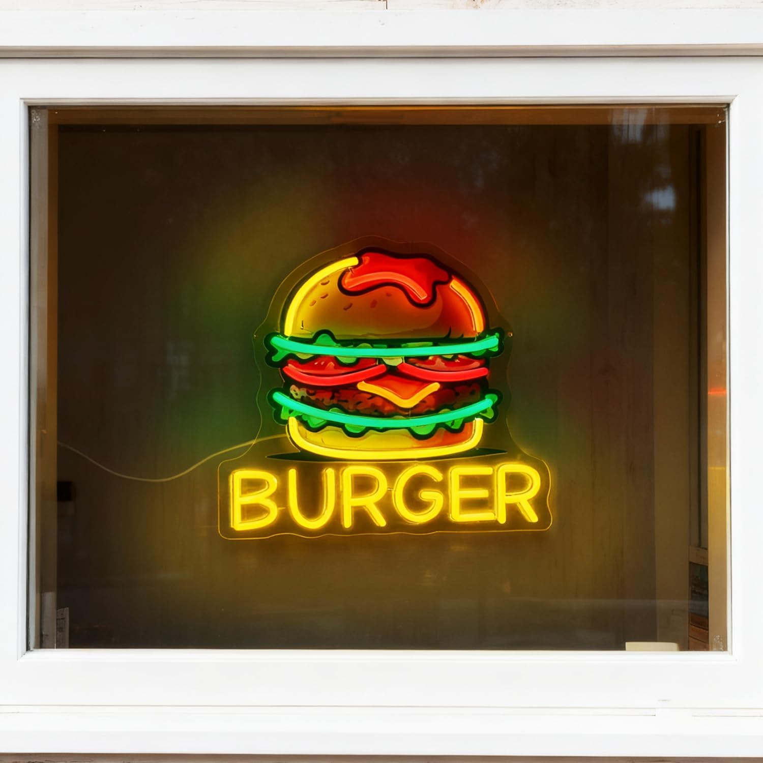 لافتة نيون على شكل برجر، لافتا - مراجعة Food Snacks Restaurant وسعره